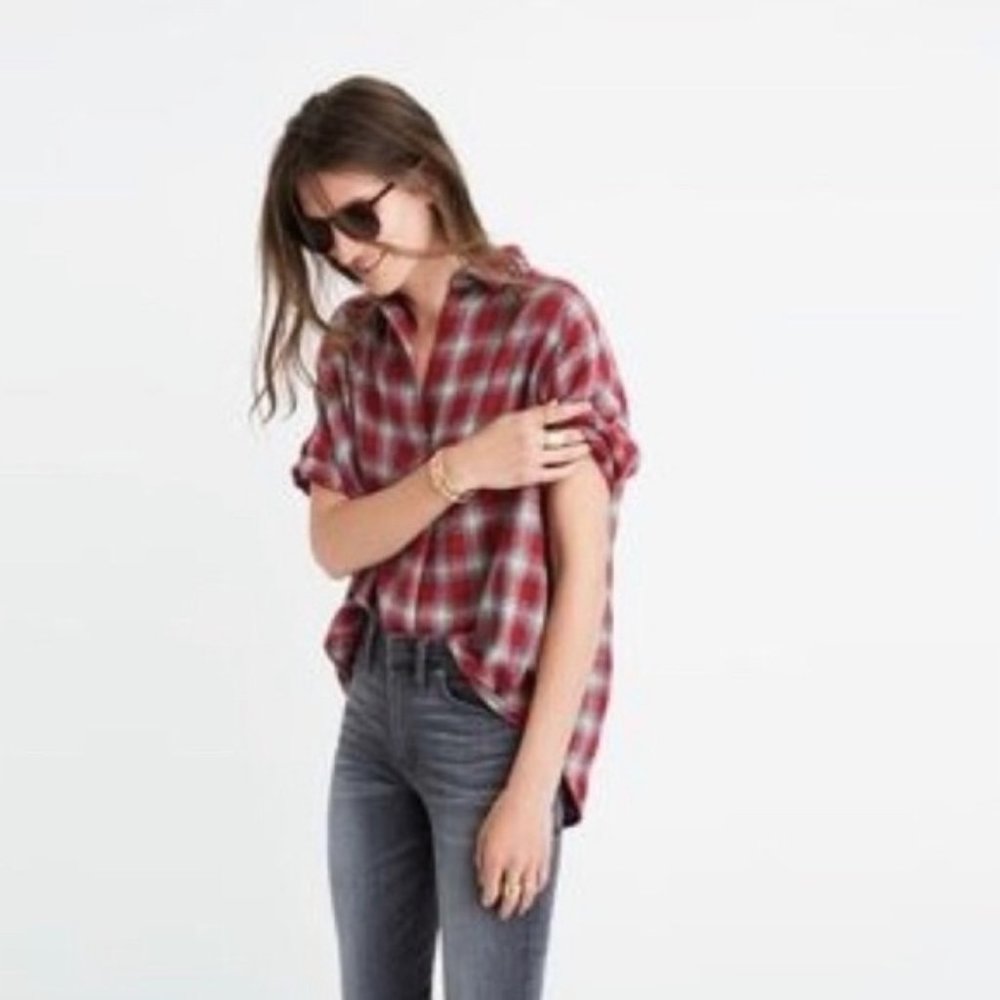 Madewell courier flannel shirt in red plaid SzM
